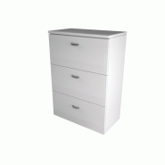 Armoire basse unie pour dossiers suspendus H121 - 3 châssis télescopiques - bois mélaminé - largeur 80 cm_1
