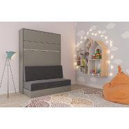 Armoire lit escamotable Genius Sofa - Canapé gris mat avec couchage 140x200 cm_1