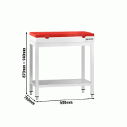 Table inox de découpe avec plan rouge - Profondeur 700 mm | Ggm - 600_1