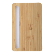 Chargeur induction de bureau en bambou - 5W avec support téléphone et Power Bank USB 1000 mA_1