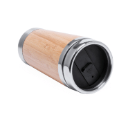 Mug thermos - isotherme en acier inoxydable avec double paroi en bambou - 450 ml_1