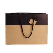 Sac luxe bicolore kraft /noir 33+11.5x24cm - par 10_1