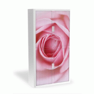 Armoire à rideaux avec décor nature - EasyOffice. - Rose, Haute_1