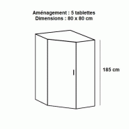 Armoire de rangement d'angle Lund - 1 porte - Chêne naturel - 80 x 80 cm - 5 étagères_1