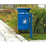 Corbeille publique Vanoise - 40 Litres - Acier avec pied latéral cintré - Verrouillage par serrure et clé triangle_1