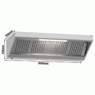 Hotte murale inox statique 2m avec filtre et éclairage | Profondeur 700 mm_1