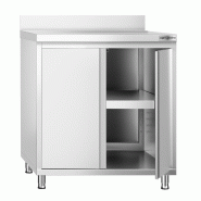 Meuble bas inox adossé P 600 mm avec portes - 800_1