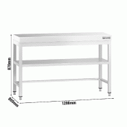 Table Inox de Travail Centrale Premium avec Etagère et Renfort - Profondeur 800 mm - 1200_1