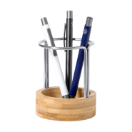 Porte-stylo de bureau en bambou et acier inoxydable - Couleur naturelle - Poids 183,33 gr_1