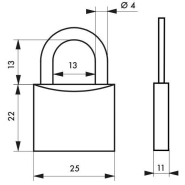 Cadenas à clé Type 1 - 25 mm - Corps laiton monobloc - Anse acier cémenté - Marque Thirard_1