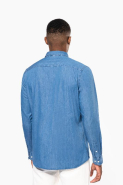 Chemise denim homme - Réf: K512 - 100% coton, effet vieilli, coupe ajustée_1