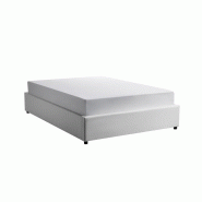 Lit coffre Dorres 140x190 cm - Sommier relevable blanc avec grand espace de rangement_1