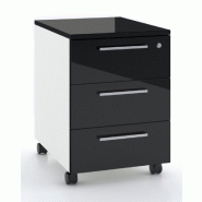 Caisson mobile 3 tiroirs blanc bicolore - Ofitres - Blanc pastel, Noir brillant_1