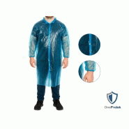 Blouses Imperméables Jetables à Boutons Pression - Carton de 30 sachets de 10 - Bleu_1
