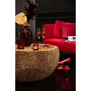 Table basse de salon ronde CORAY - aluminium doré - dimensions larges 115x31,5x114 cm_1