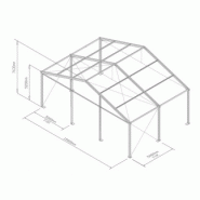 Tente de stockage fermée - structure fixe aluminium et acier - couverture composite PVC - porte, fenêtre et éclairage_1