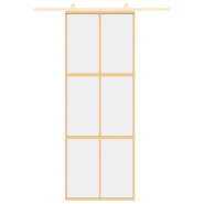 Vidaxl porte coulissante doré 76x205 cm verre esg clair et aluminium 155154_1