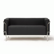 Canapé d'accueil en cuir noir ou blanc 2 places So Spinea - L01_1