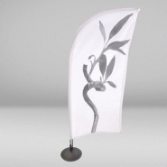 Drapeaux de table personnalisés - Mini BeachFlag Voile 73cm et Goutte 60cm - Mât aluminium chromé 32cm_1