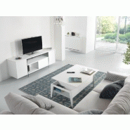 Table basse relevable Brighton - Blanc mat, piètement blanc, 110x70 cm avec espace de rangement_1
