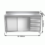Meuble bas inox adossé P 700 mm avec portes et tiroirs - A droite_1