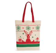 Sac shopping avec motifs de Noël - 100% coton - fond plat - Réf: KI0733 - Marque Kimood_1
