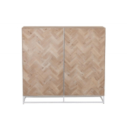 Buffet MOUNIE - 2 portes motifs chevron naturel clair - pieds métal blanc - style industriel_1