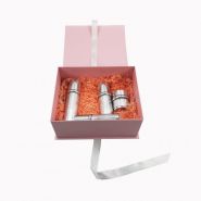 Boîte-cadeau pliable en carton rose avec fermeture ruban - Emballage cosmétique pour soins de la peau - 29*24*12.5cm_1