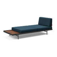 Canapé convertible design Puri - Innovation Living - 195x80 cm - tissu Argus Navy Blue avec table en noyer_1