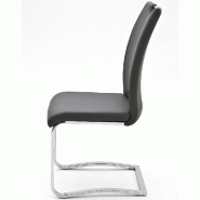 Lot de 4 chaises Kilou - tissu gris avec piètement luge en tube laqué noir mat - design chic_1