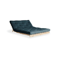 Canapé convertible futon ROOTS - Pin naturel - Tissu bleu pétrole - Couchage 160x200 cm - Design japonais et scandinave_1