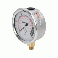 G4089L, Manomètre, 100 mm  Face,  Raccordement Vertical, Bain de glycérine, 1000 bar pression maximale_1