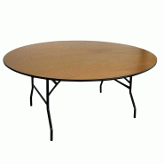 Lot de 5 tables pliantes rondes en bois - 170 cm de diamètre, 10 places, usage professionnel intensif_1