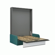 Armoire lit escamotable Bermudes Sofa - Canapé bleu, bandeau blanc - Couchage 140x200 cm_1