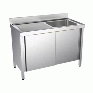 Plonge inox 1 grand bac et égouttoir sur meuble fermé - P 700 mm - 1600_1
