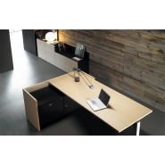 Quorum - Bureaux de direction Forma 5 - Design Josep Lluscà - Hauteur 75 cm - Finitions en bois naturel et acier inoxydable_1