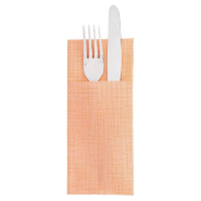Serviette-étui pour couverts intissé effet matière mandarine 33x40cm - par 700_1