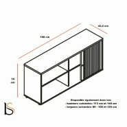 Armoire à rideaux basse en bois - MDD - Blanc pastel_1