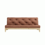 Banquette convertible FRESH - Pin massif brun argile - Couchage 140x200 cm - Matelas futon confortable_1