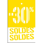 Étiquette à trou -30% Soldes Gencod jaune 55x85mm - par 250 - pour étiqueter vos produits soldés_1