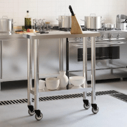 Vidaxl table de travail de cuisine avec roues 82,5x30x85 cm inox 376460_1