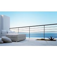 Garde-corps balcon et rampe Panama - Main courante tube diamètre 42mm, poteaux fer plat 40x10mm_2