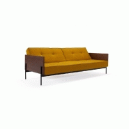 Innovation Living - Canapé Splitback Lauge convertible lit 115x210 cm - Tissu Elegance Burned Curry - Accoudoirs noyer_1