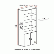 Armoire mixte hauteur 236 cm - Mobel Linea - 100, Chêne veiné_1