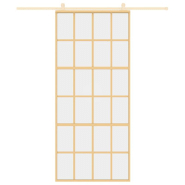 Vidaxl porte coulissante doré 90x205 cm verre esg clair et aluminium 155173_1
