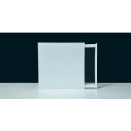 Enseigne drapeau caisson carrée en composite Dibond 3 mm avec supports en aluminium réglables_1