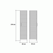 Armoire de rangement 1 porte blanc mat - L50 x H219 x P50 cm - 6 étagères ajustables_1