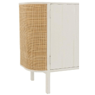 Buffet bas RARY en bois exotique blanc et rotin naturel - 3 portes - 180 cm_1
