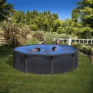 Piscine ronde acier ø4,80m x h: 1,22m - gris anthracite - filtration à sable_1