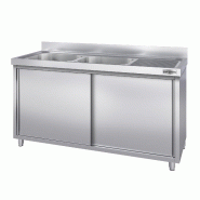 Plonge inox 2 bacs et égouttoir sur placard - P 700 mm - 1800 mm bac à gauche_1